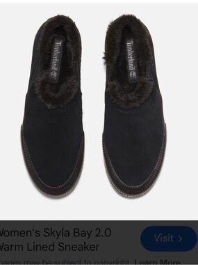 Timberland Women's Black Fleece-Lined Winter Slip-Ons